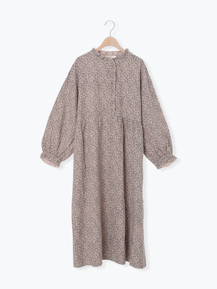 【Cross×Linen】フリルワンピース《S/Mサイズ》（チャコールグレー/ピンク/ベージュ/ブルー/キナリ）｜Samansa Mos2（サマンサ モスモス）通販