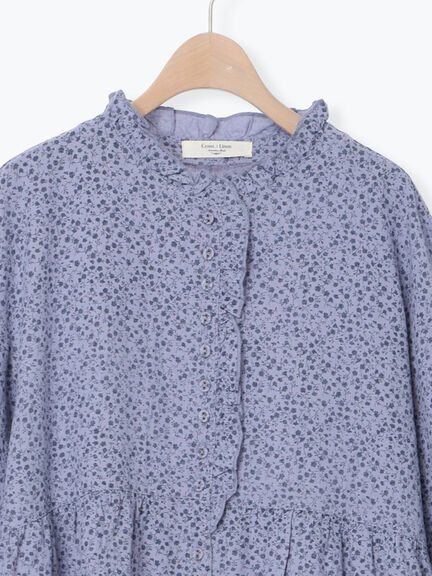 【Cross×Linen】フリルワンピース《S/Mサイズ》（チャコールグレー/ピンク/ベージュ/ブルー/キナリ）｜Samansa Mos2（サマンサ モスモス）通販