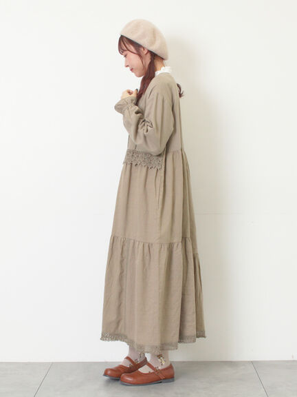 【S/Mサイズ】レースパッチワークワンピース（オフホワイト/ブラック/モカ/ブルー）｜Samansa Mos2（サマンサ モスモス）通販