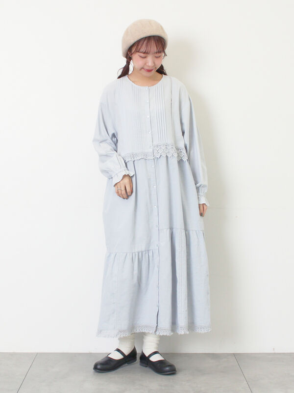 セール】 【S/Mサイズ】レースパッチワークワンピース（オフホワイト