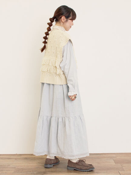 【S/Mサイズ】レースパッチワークワンピース（オフホワイト/ブラック/モカ/ブルー）｜Samansa Mos2（サマンサ モスモス）通販