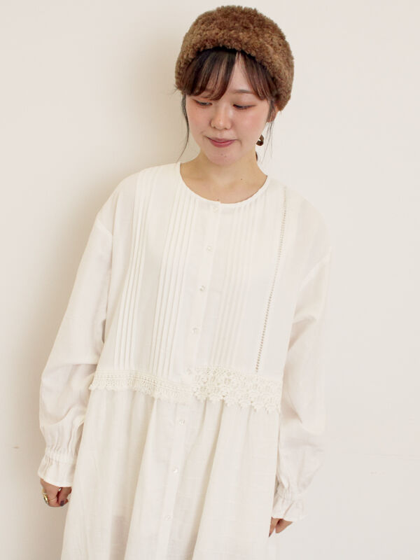 セール】 【S/Mサイズ】レースパッチワークワンピース（オフホワイト