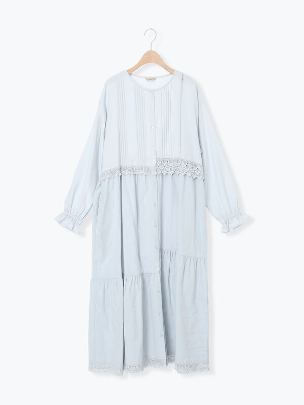 S/Mサイズ】レースパッチワークワンピース（オフホワイト/ブラック