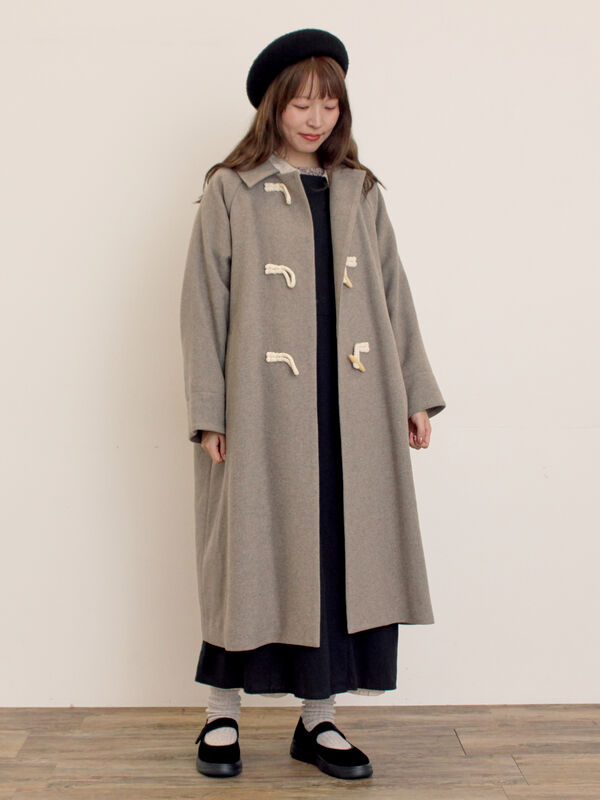 S/Mサイズ】ドルマンスリーブギャザーワンピース（ブラック/ベージュ