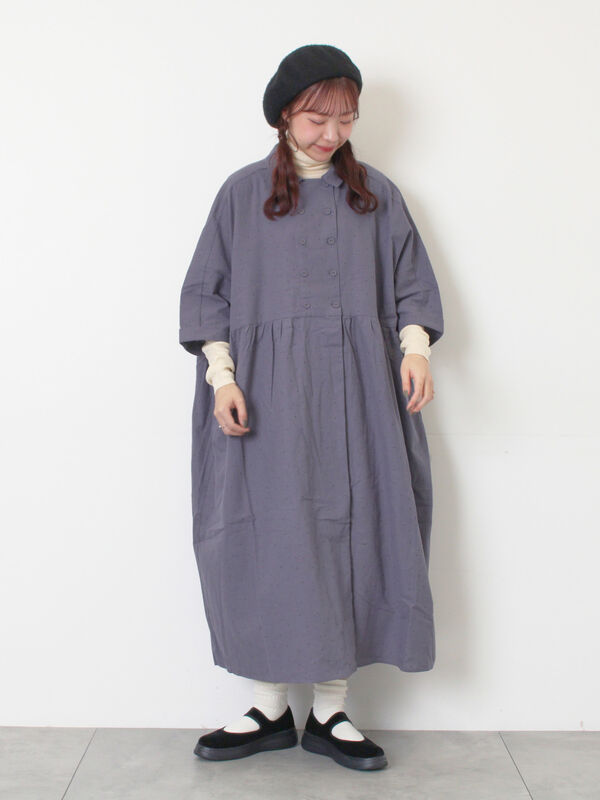 S/Mサイズ】ドルマンスリーブギャザーワンピース（ブラック/ベージュ