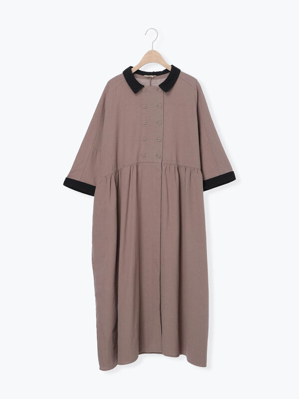 S/Mサイズ】ドルマンスリーブギャザーワンピース（ブラック/ベージュ