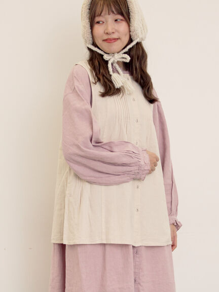 【Cross×Linen】ピンタックベスト（チャコールグレー/ピンク/キナリ）｜Samansa Mos2（サマンサ モスモス）通販