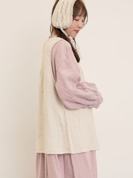 【Cross×Linen】ピンタックベスト（チャコールグレー/ピンク/キナリ）｜Samansa Mos2（サマンサ モスモス）通販