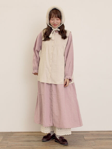 【Cross×Linen】ピンタックベスト（チャコールグレー/ピンク/キナリ）｜Samansa Mos2（サマンサ モスモス）通販