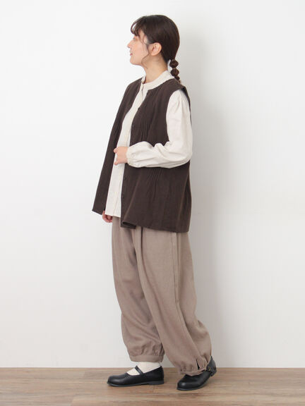 【Cross×Linen】ピンタックベスト（チャコールグレー/ピンク/キナリ）｜Samansa Mos2（サマンサ モスモス）通販