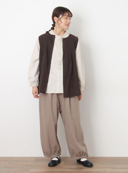 【Cross×Linen】ピンタックベスト（チャコールグレー/ピンク/キナリ）｜Samansa Mos2（サマンサ モスモス）通販