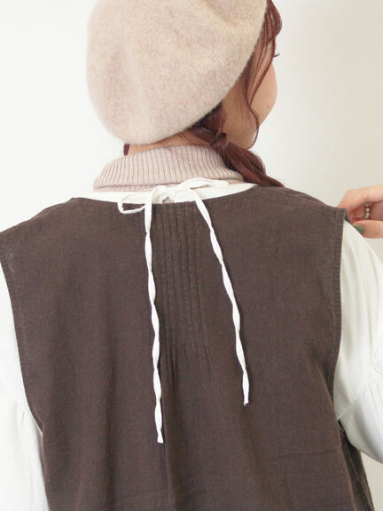 【Cross×Linen】ピンタックベスト（チャコールグレー/ピンク/キナリ）｜Samansa Mos2（サマンサ モスモス）通販