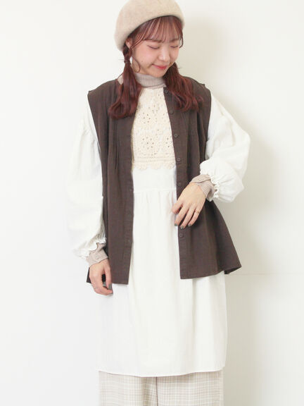 【Cross×Linen】ピンタックベスト（チャコールグレー/ピンク/キナリ）｜Samansa Mos2（サマンサ モスモス）通販