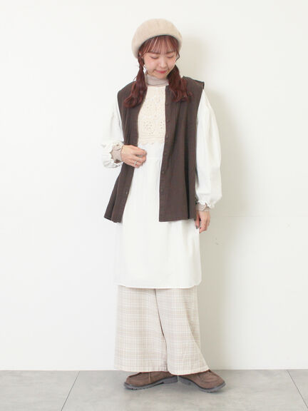 【Cross×Linen】ピンタックベスト（チャコールグレー/ピンク/キナリ）｜Samansa Mos2（サマンサ モスモス）通販