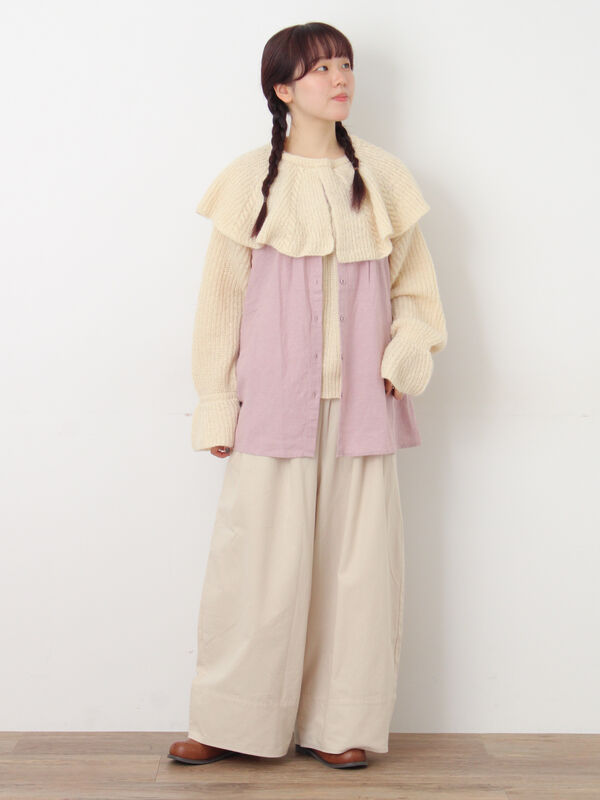 セール】 【Cross×Linen】ピンタックベスト（チャコールグレー/ピンク