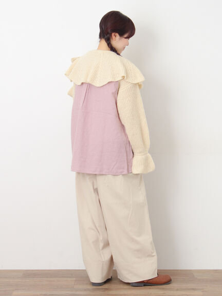 【Cross×Linen】ピンタックベスト（チャコールグレー/ピンク/キナリ）｜Samansa Mos2（サマンサ モスモス）通販