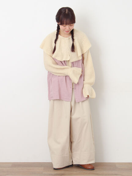 【Cross×Linen】ピンタックベスト（チャコールグレー/ピンク/キナリ）｜Samansa Mos2（サマンサ モスモス）通販