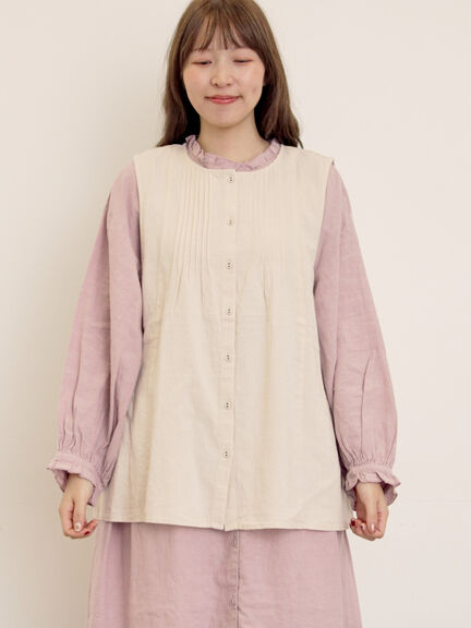 【Cross×Linen】ピンタックベスト（チャコールグレー/ピンク/キナリ）｜Samansa Mos2（サマンサ モスモス）通販