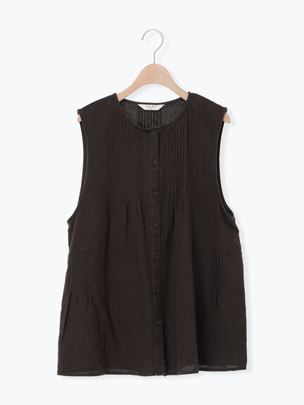 【Cross×Linen】ピンタックベスト（チャコールグレー/ピンク/キナリ）｜Samansa Mos2（サマンサ モスモス）通販