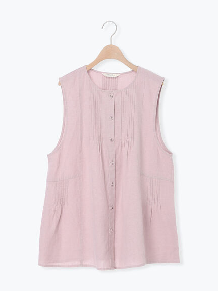 【Cross×Linen】ピンタックベスト（チャコールグレー/ピンク/キナリ）｜Samansa Mos2（サマンサ モスモス）通販