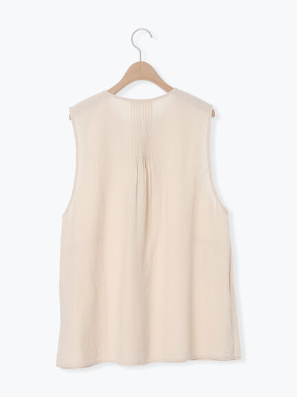 【Cross×Linen】ピンタックベスト（チャコールグレー/ピンク/キナリ）｜Samansa Mos2（サマンサ モスモス）通販