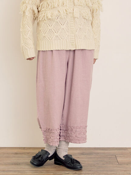 【Cross×Linen】裾フリルパンツ（チャコールグレー/ピンク/キナリ）｜Samansa Mos2（サマンサ モスモス）通販