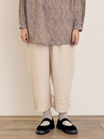 【Cross×Linen】裾フリルパンツ（チャコールグレー/ピンク/キナリ）｜Samansa Mos2（サマンサ モスモス）通販