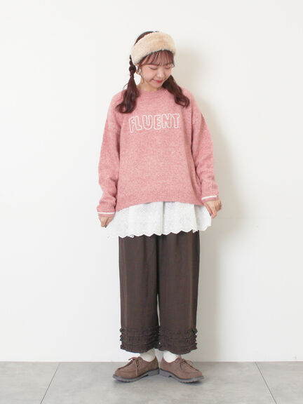 【Cross×Linen】裾フリルパンツ（チャコールグレー/ピンク/キナリ）｜Samansa Mos2（サマンサ モスモス）通販