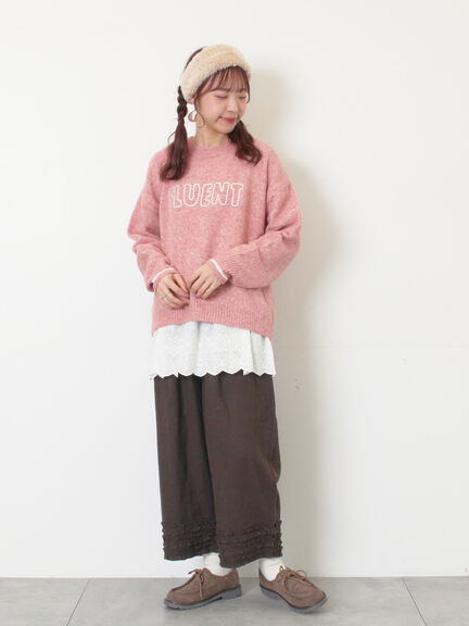 【Cross×Linen】裾フリルパンツ（チャコールグレー/ピンク/キナリ）｜Samansa Mos2（サマンサ モスモス）通販