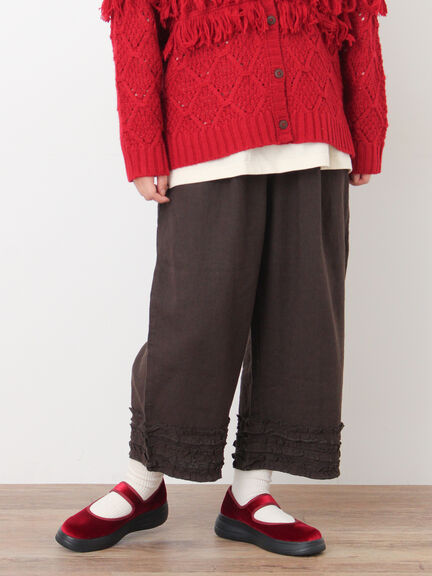 【Cross×Linen】裾フリルパンツ（チャコールグレー/ピンク/キナリ）｜Samansa Mos2（サマンサ モスモス）通販