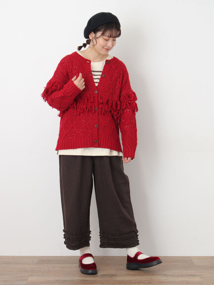 【Cross×Linen】裾フリルパンツ（チャコールグレー/ピンク/キナリ）｜Samansa Mos2（サマンサ モスモス）通販