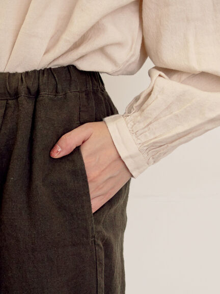 【Cross×Linen】裾フリルパンツ（チャコールグレー/ピンク/キナリ）｜Samansa Mos2（サマンサ モスモス）通販