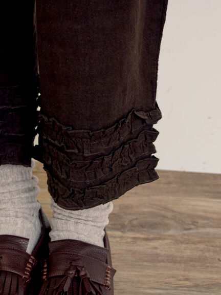 【Cross×Linen】裾フリルパンツ（チャコールグレー/ピンク/キナリ）｜Samansa Mos2（サマンサ モスモス）通販