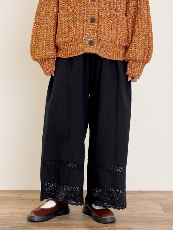 [吸湿発熱]裾レースペチパンツ（ブラック）｜Samansa Mos2（サマンサ モスモス）通販