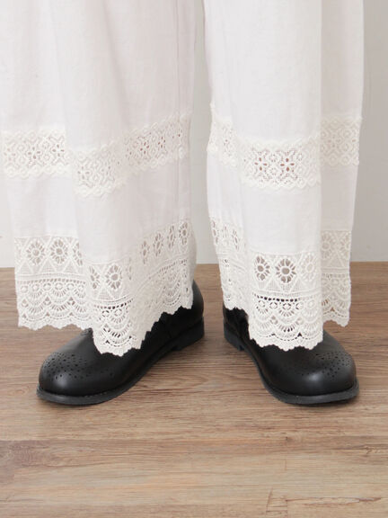 [吸湿発熱]裾レースペチパンツ（オフホワイト/ブラック/キナリ）｜Samansa Mos2（サマンサ モスモス）通販