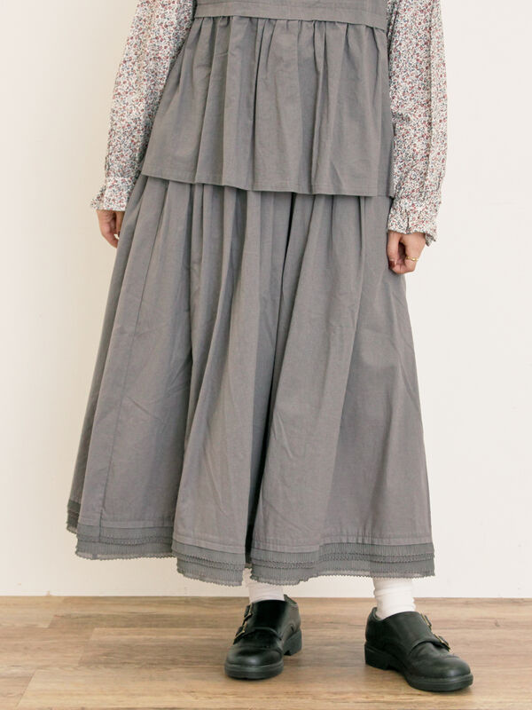 ゆべし×Samansa Mos2】裾フリルギャザースカート（グレー/ブラック