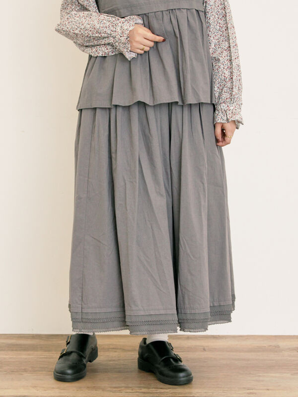 セール】 【ゆべし×Samansa Mos2】裾フリルギャザースカート（グレー