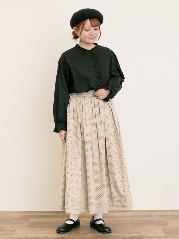 セール】 【ゆべし×Samansa Mos2】裾フリルギャザースカート（グレー