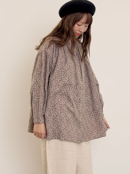 【Cross×Linen】ギャザーブラウス（チャコールグレー/ピンク/ベージュ/ブルー/キナリ）｜Samansa Mos2（サマンサ モスモス）通販