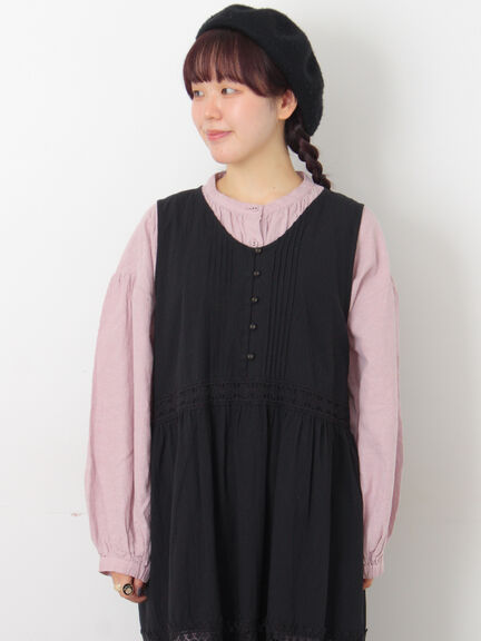 【Cross×Linen】ギャザーブラウス（チャコールグレー/ピンク/ベージュ/ブルー/キナリ）｜Samansa Mos2（サマンサ モスモス）通販