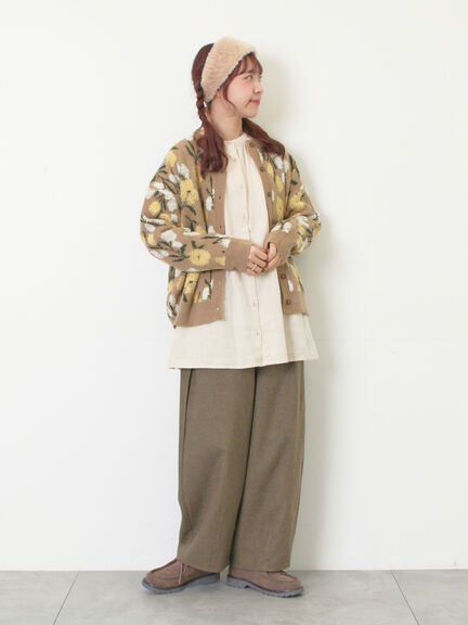 【Cross×Linen】ギャザーブラウス（チャコールグレー/ピンク/ベージュ/ブルー/キナリ）｜Samansa Mos2（サマンサ モスモス）通販