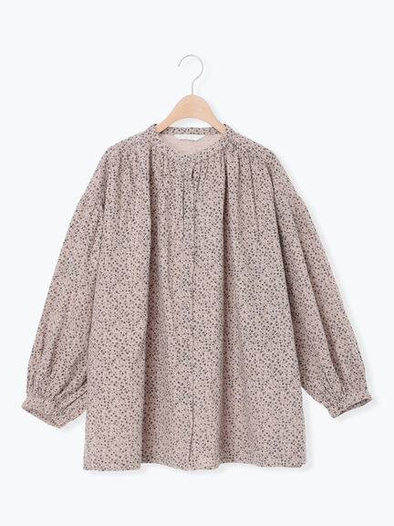 【Cross×Linen】ギャザーブラウス（チャコールグレー/ピンク/ベージュ/ブルー/キナリ）｜Samansa Mos2（サマンサ モスモス）通販