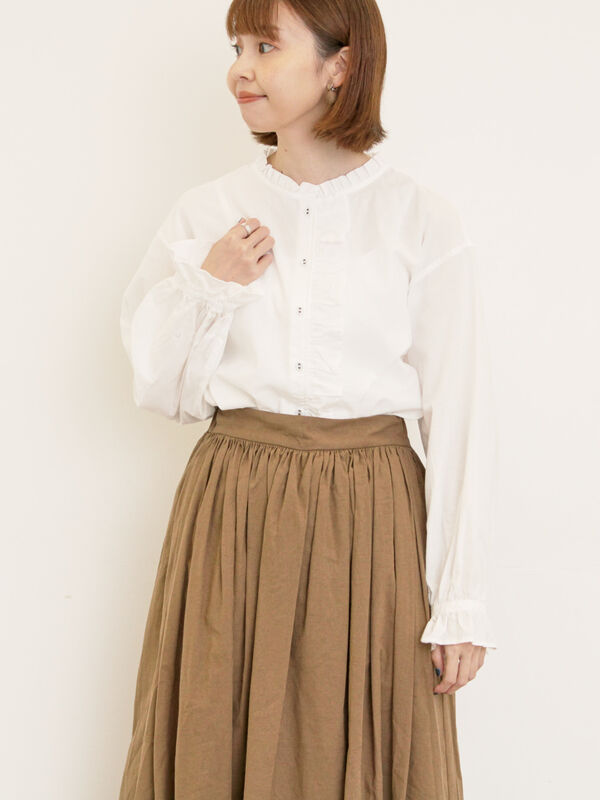 セール】 【ゆべし×Samansa Mos2】フリルブラウス（オフホワイト