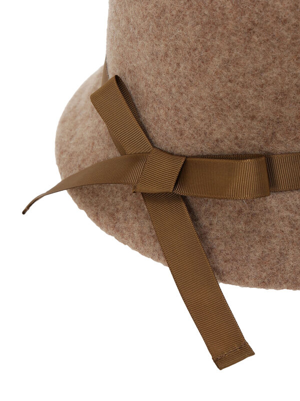 ももこ　様　ウール ブラウン　ハット ブラウン　リボン セール】 【消臭効果】バックリボンレトロハット（ベージュ/ブラウン