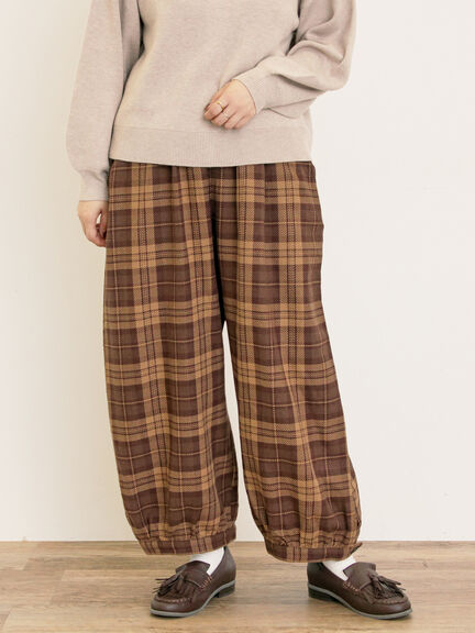 goa ブラウンパンツ bottoms-02251 インタック ワイドパンツ ブラウン グレー | L