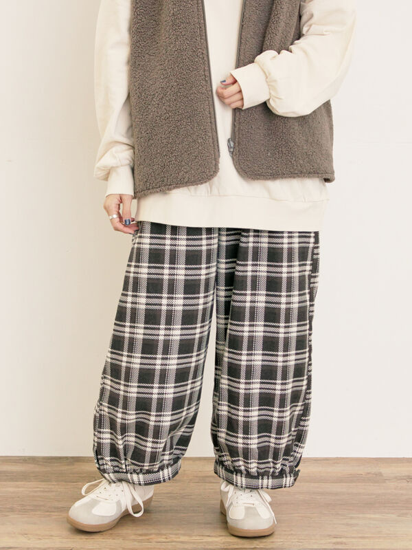 セール】 【M/Lサイズ】チェック柄アソートバルーンパンツ（ブラック