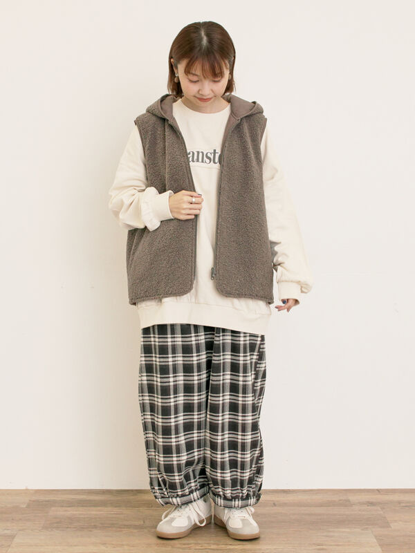 セール】 【M/Lサイズ】チェック柄アソートバルーンパンツ（ブラック