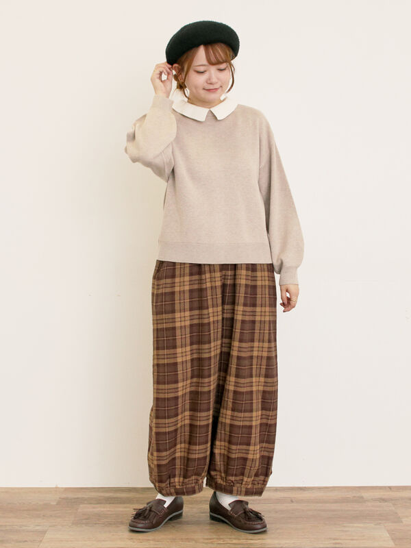 セール】 【M/Lサイズ】チェック柄アソートバルーンパンツ（ブラック