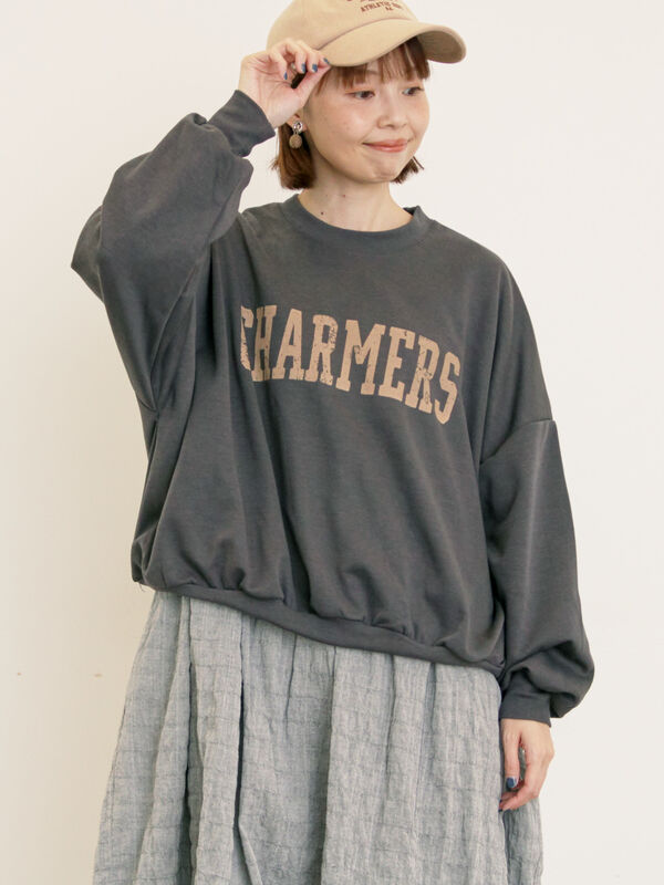 セール】 プリントゆるスウェット（グレー/チャコールグレー/キャメル