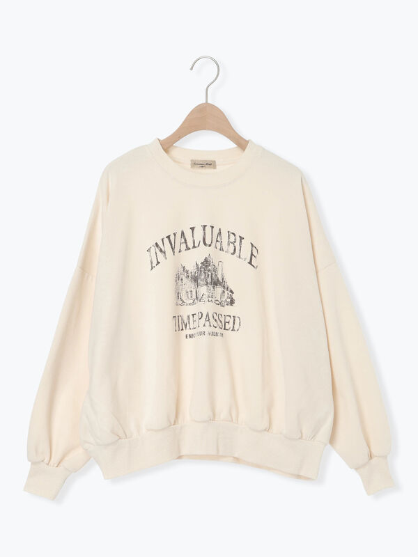 セール】 プリントゆるスウェット（グレー/チャコールグレー/キャメル